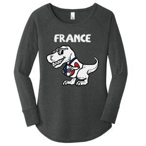 France Trex Dino French Flag Soccer Fan Women's Perfect Tri Tunic Long Sleeve Shirt