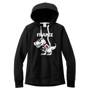 France Trex Dino French Flag Soccer Fan Women's Fleece Hoodie