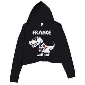 France Trex Dino French Flag Soccer Fan Crop Fleece Hoodie