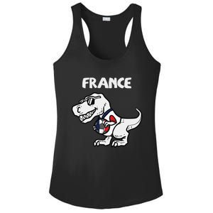 France Trex Dino French Flag Soccer Fan Ladies PosiCharge Competitor Racerback Tank