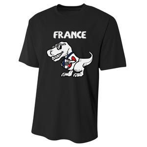 France Trex Dino French Flag Soccer Fan Performance Sprint T-Shirt