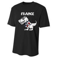 France Trex Dino French Flag Soccer Fan Performance Sprint T-Shirt