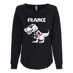 France Trex Dino French Flag Soccer Fan Womens California Wash Sweatshirt