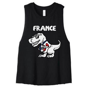 France Trex Dino French Flag Soccer Fan Women's Racerback Cropped Tank