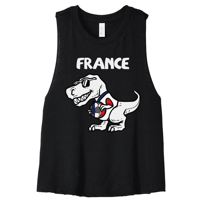 France Trex Dino French Flag Soccer Fan Women's Racerback Cropped Tank