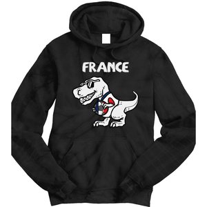 France Trex Dino French Flag Soccer Fan Tie Dye Hoodie