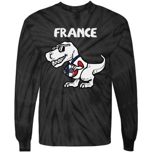 France Trex Dino French Flag Soccer Fan Tie-Dye Long Sleeve Shirt