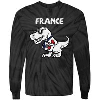 France Trex Dino French Flag Soccer Fan Tie-Dye Long Sleeve Shirt