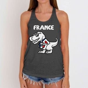 France Trex Dino French Flag Soccer Fan Women's Knotted Racerback Tank