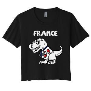 France Trex Dino French Flag Soccer Fan Women's Crop Top Tee