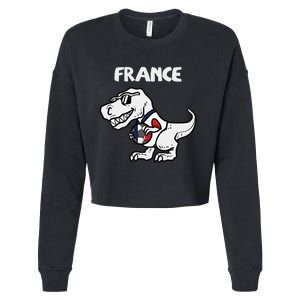 France Trex Dino French Flag Soccer Fan Cropped Pullover Crew