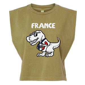 France Trex Dino French Flag Soccer Fan Garment-Dyed Women's Muscle Tee