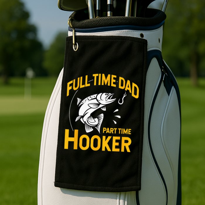 Full Time Dad Part Time Hooker Funny Fathers Day Fishing Golf Towel