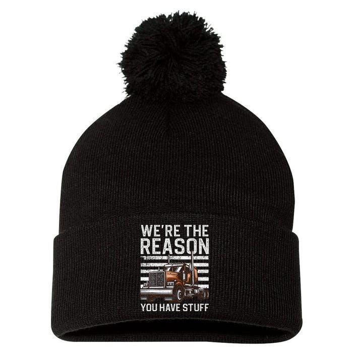 Funny Trucker Design For Wo Semi Truck Driver Lover Pom Pom 12in Knit Beanie