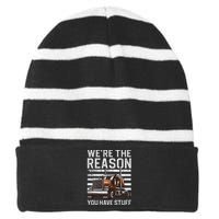 Funny Trucker Design For Wo Semi Truck Driver Lover Striped Beanie with Solid Band