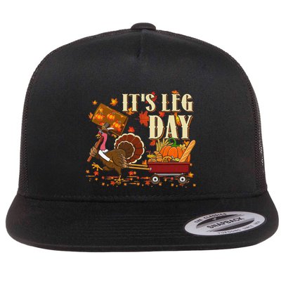 Funny Turkey Exercise Workout Thanksgiving Women Its Leg Day Flatbill Hat