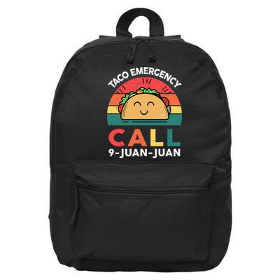 Funny Taco Emergency Call 9 Juan Juan Taco Tuesday Mexican 16 in Basic Backpack