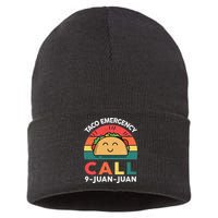 Funny Taco Emergency Call 9 Juan Juan Taco Tuesday Mexican Sustainable Knit Beanie