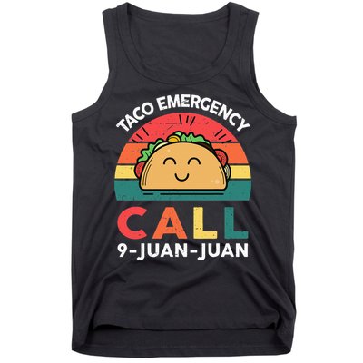 Funny Taco Emergency Call 9 Juan Juan Taco Tuesday Mexican Tank Top