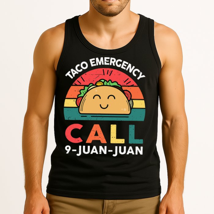 Funny Taco Emergency Call 9 Juan Juan Taco Tuesday Mexican Tank Top