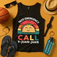 Funny Taco Emergency Call 9 Juan Juan Taco Tuesday Mexican Tank Top