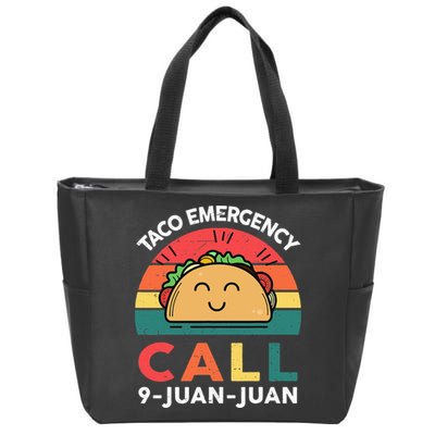 Funny Taco Emergency Call 9 Juan Juan Taco Tuesday Mexican Zip Tote Bag