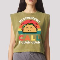 Funny Taco Emergency Call 9 Juan Juan Taco Tuesday Mexican Garment-Dyed Women's Muscle Tee