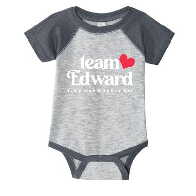 Funny Team Edward Except When Jacob Infant Baby Jersey Bodysuit