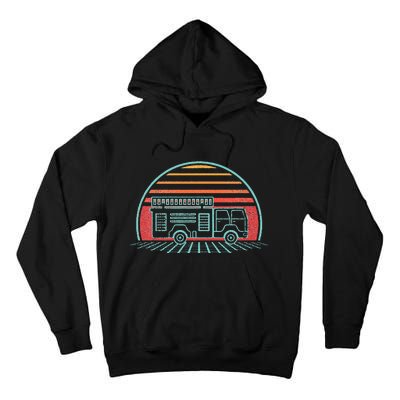 Fire Truck Engine Retro 80s Style Tall Hoodie