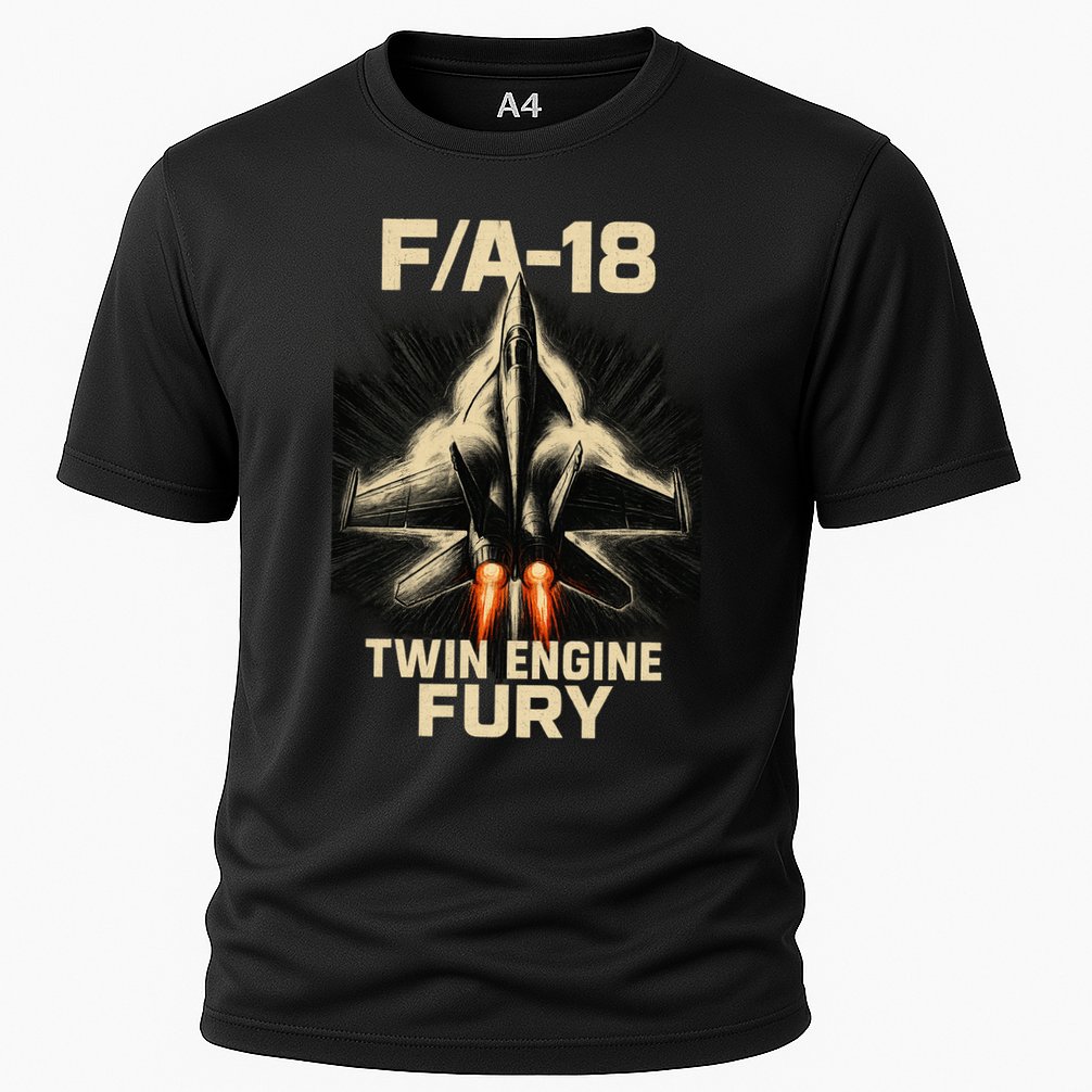 F/A-18 Twin Engine Fury Cooling Performance Crew T-Shirt