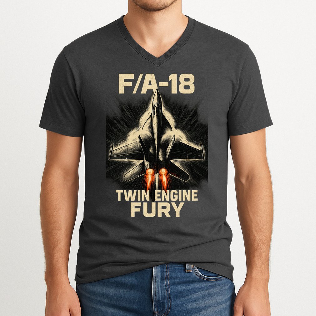 F/A-18 Twin Engine Fury V-Neck T-Shirt