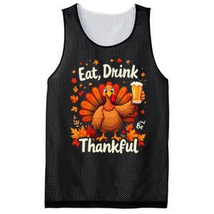 Funny Thanksgiving Eat Turkey And Drink Beer Mesh Reversible Basketball Jersey Tank