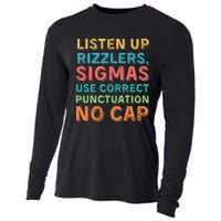 Funny Teacher English Use Punctuation Listen Up Rizzlers Cooling Performance Long Sleeve Crew