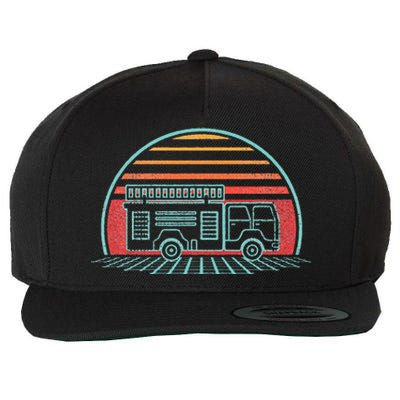 Fire Truck Engine Retro 80s Style Wool Snapback Cap