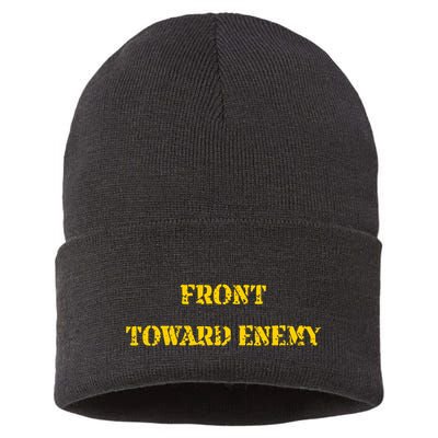 Front Toward Enemy Funny Military Claymore Mine Inspired Sustainable Knit Beanie