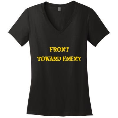 Front Toward Enemy Funny Military Claymore Mine Inspired Women's V-Neck T-Shirt