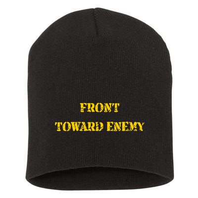 Front Toward Enemy Funny Military Claymore Mine Inspired Short Acrylic Beanie