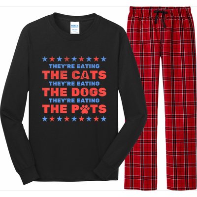 Funny Theyre Eating The Dogs And Cats Election 2024 Gift Long Sleeve Pajama Set