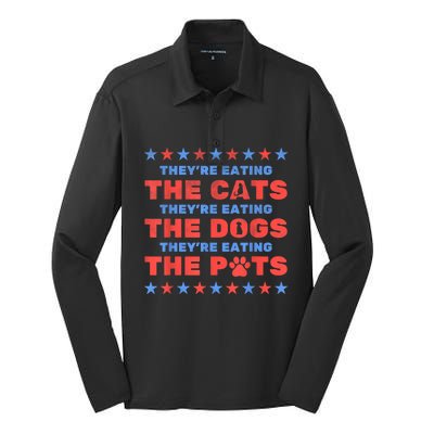 Funny Theyre Eating The Dogs And Cats Election 2024 Gift Silk Touch Performance Long Sleeve Polo