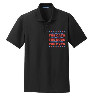 Funny Theyre Eating The Dogs And Cats Election 2024 Gift Dry Zone Grid Polo