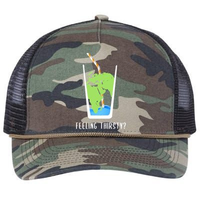 Feeling Thirsty Earth Runs Out Of Water Save Water Supply Gift Retro Rope Trucker Hat Cap