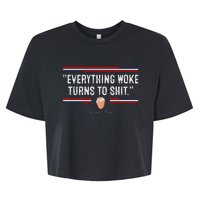 Funny Trump Everything Woke Turns To Shit Political Bella+Canvas Jersey Crop Tee