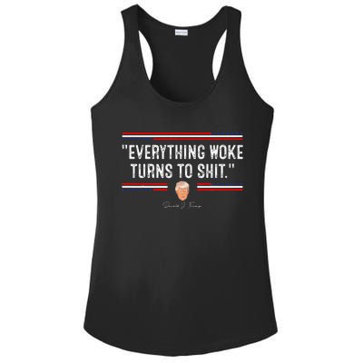 Funny Trump Everything Woke Turns To Shit Political Ladies PosiCharge Competitor Racerback Tank