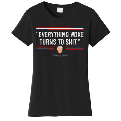 Funny Trump Everything Woke Turns To Shit Political Women's T-Shirt