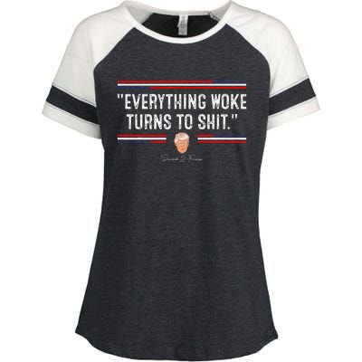 Funny Trump Everything Woke Turns To Shit Political Enza Ladies Jersey Colorblock Tee