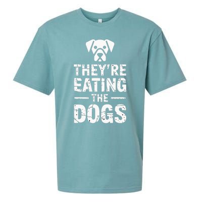 Funny TheyRe Eating The Dogs Sueded Cloud Jersey T-Shirt