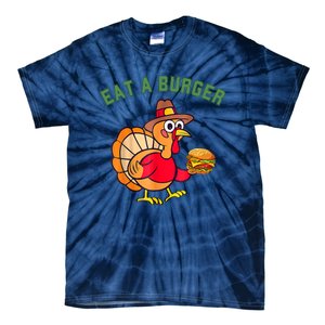 Funny Turkey Eat A Burger Thanksgiving Tie-Dye T-Shirt