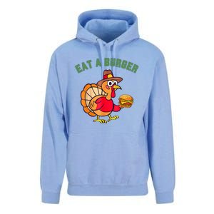 Funny Turkey Eat A Burger Thanksgiving Unisex Surf Hoodie