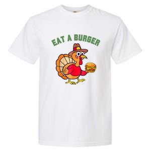 Funny Turkey Eat A Burger Thanksgiving Garment-Dyed Heavyweight T-Shirt