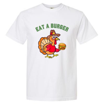 Funny Turkey Eat A Burger Thanksgiving Garment-Dyed Heavyweight T-Shirt